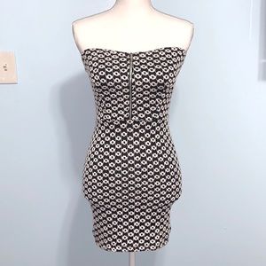 Black & White Strapless bodycon Mini dress